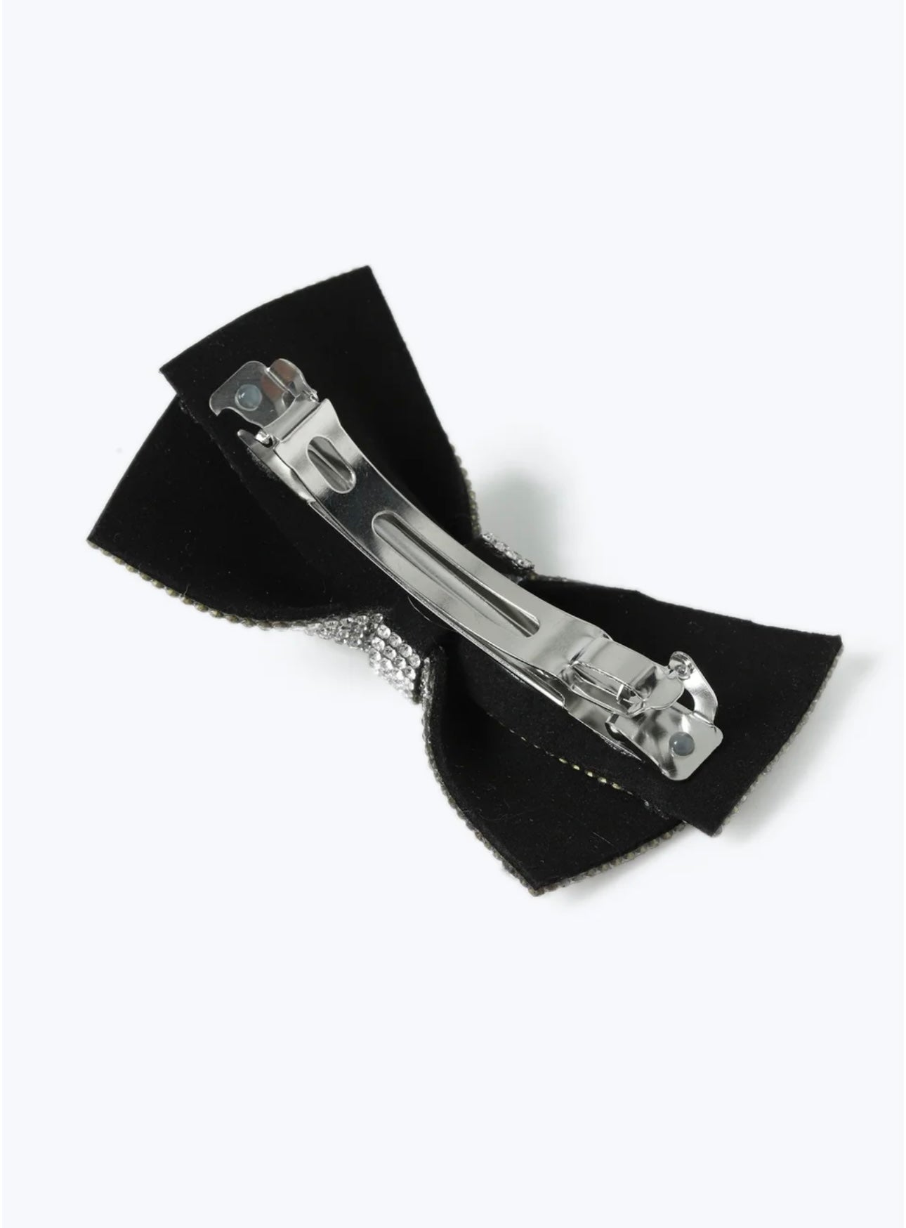 Rhinestone-Embellished Bow Hair Clip