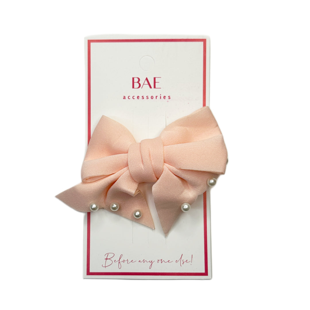 Pearl Knit Hair Bow Clip