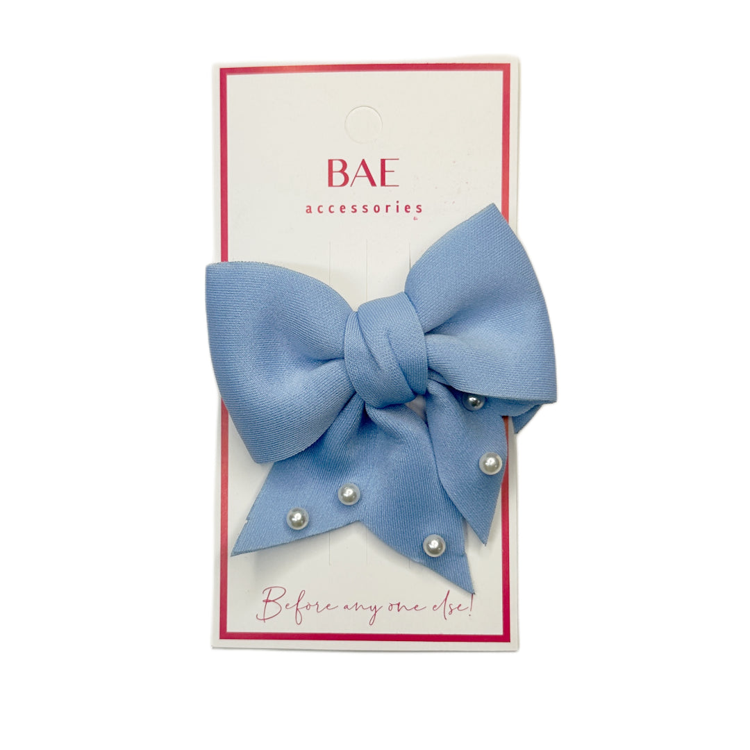 Pearl Knit Hair Bow Clip