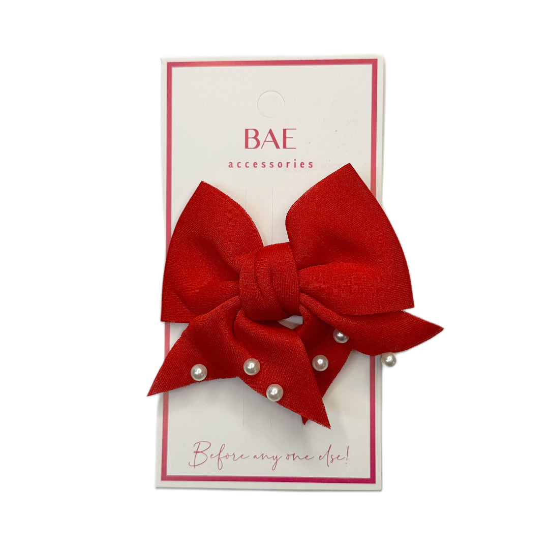 Pearl Knit Hair Bow Clip