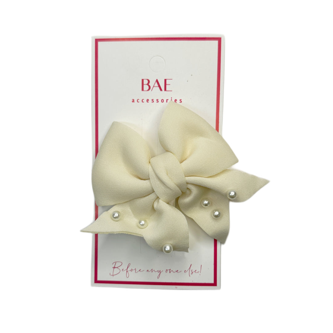 Pearl Knit Hair Bow Clip