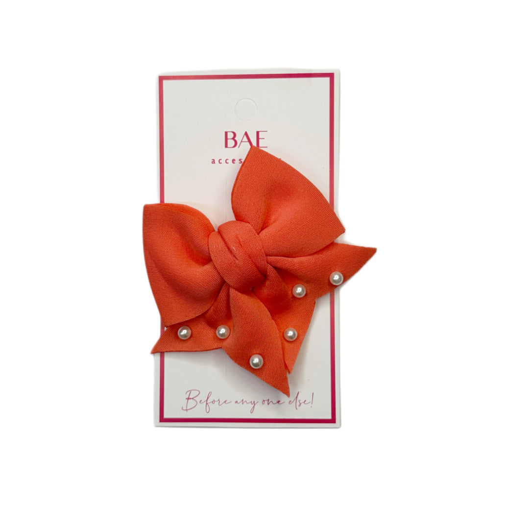 Pearl Knit Hair Bow Clip