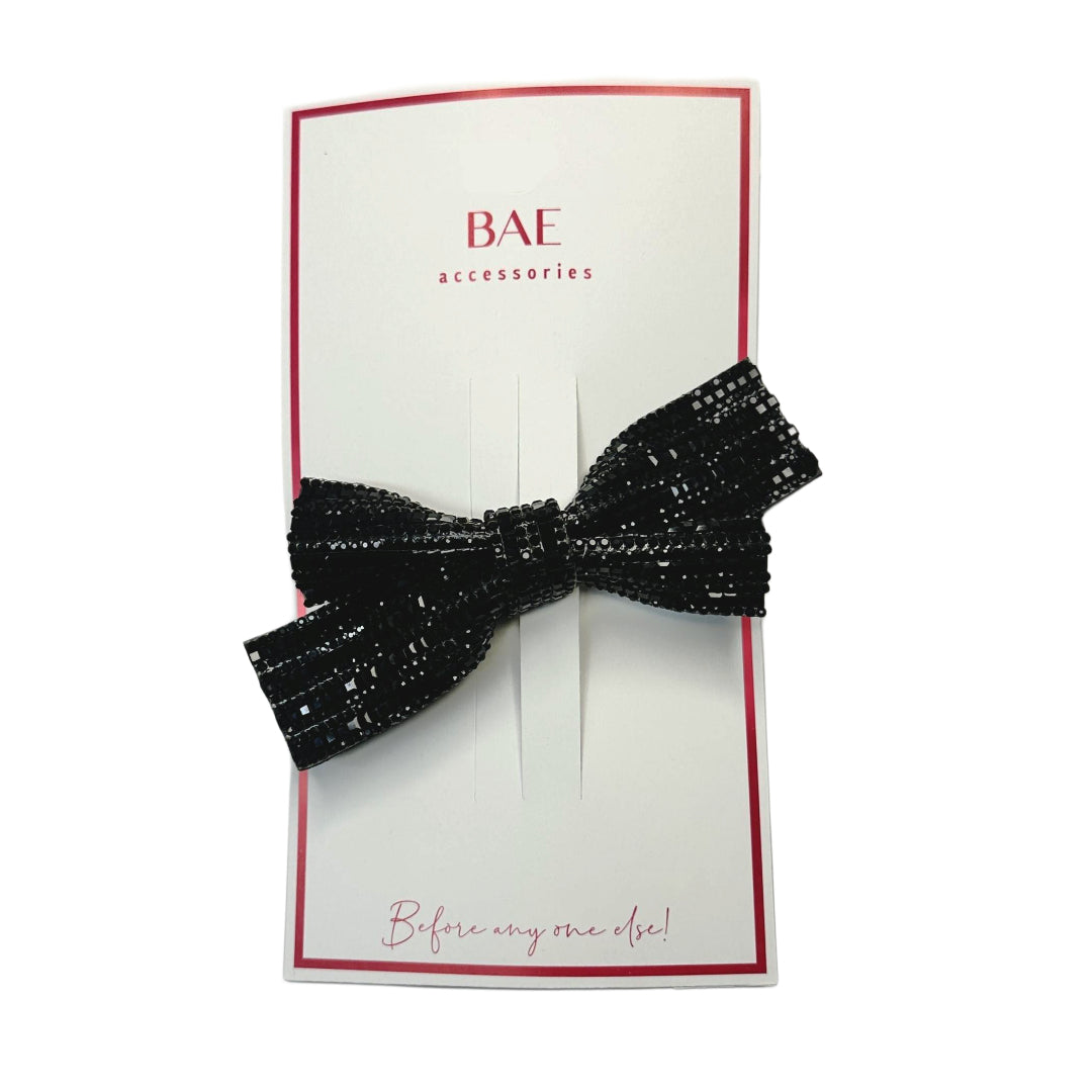 Rhinestone-Embellished Bow Hair Clip