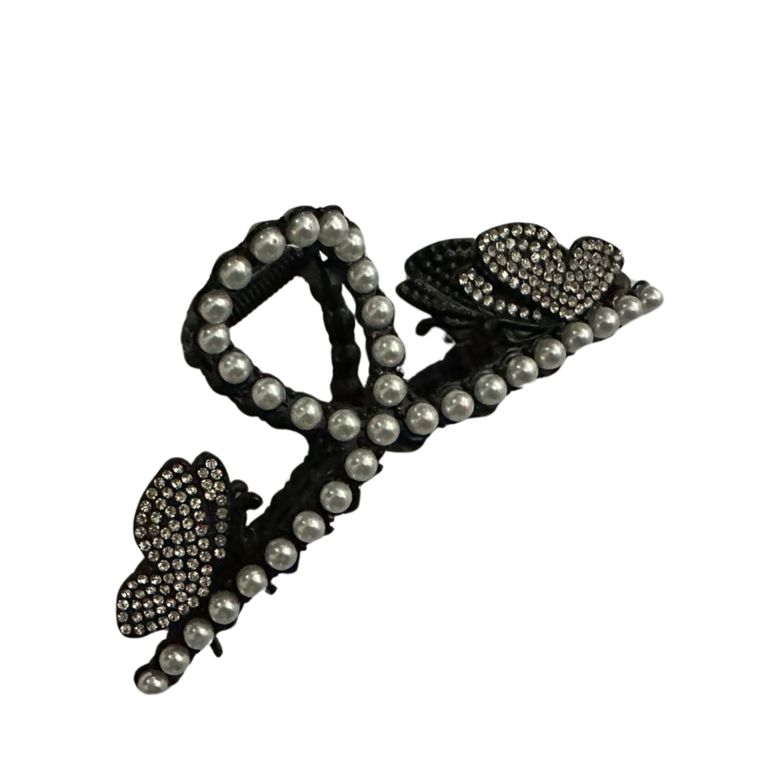 White preal heart Metal Hair Claw