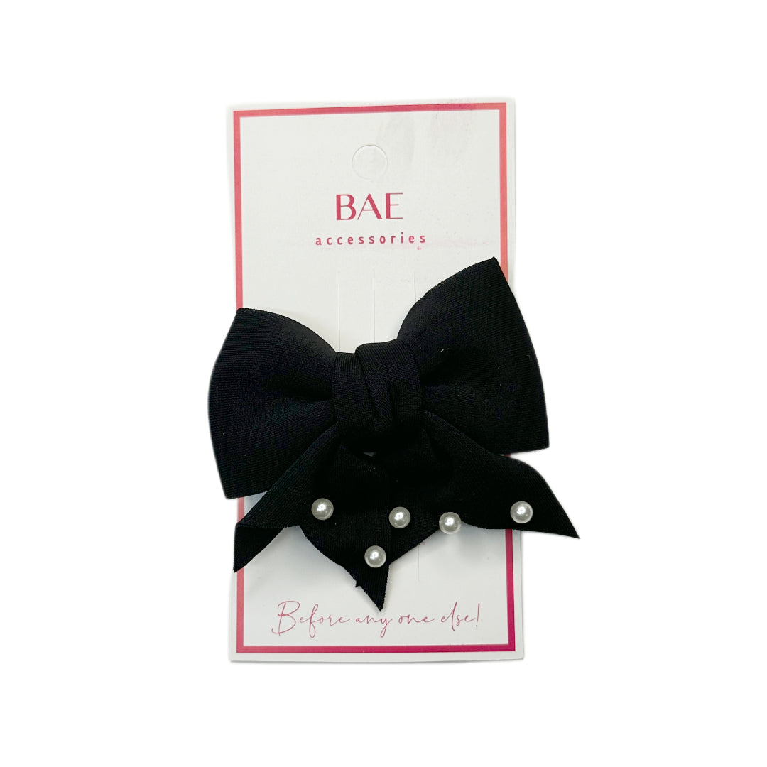 Pearl Knit Hair Bow Clip